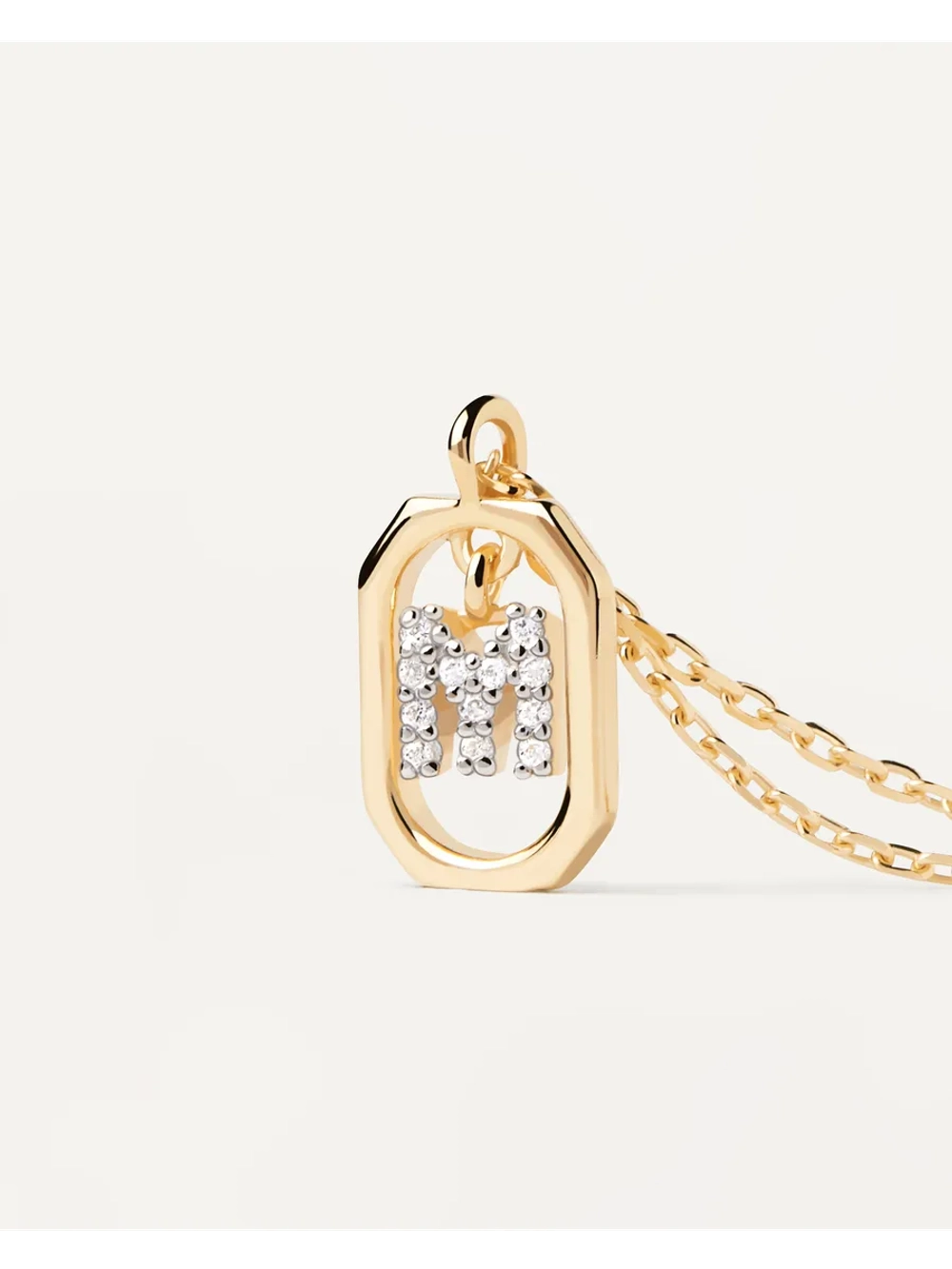 Колье Мини-Буква m серебро 925 пробы покрытое золотом