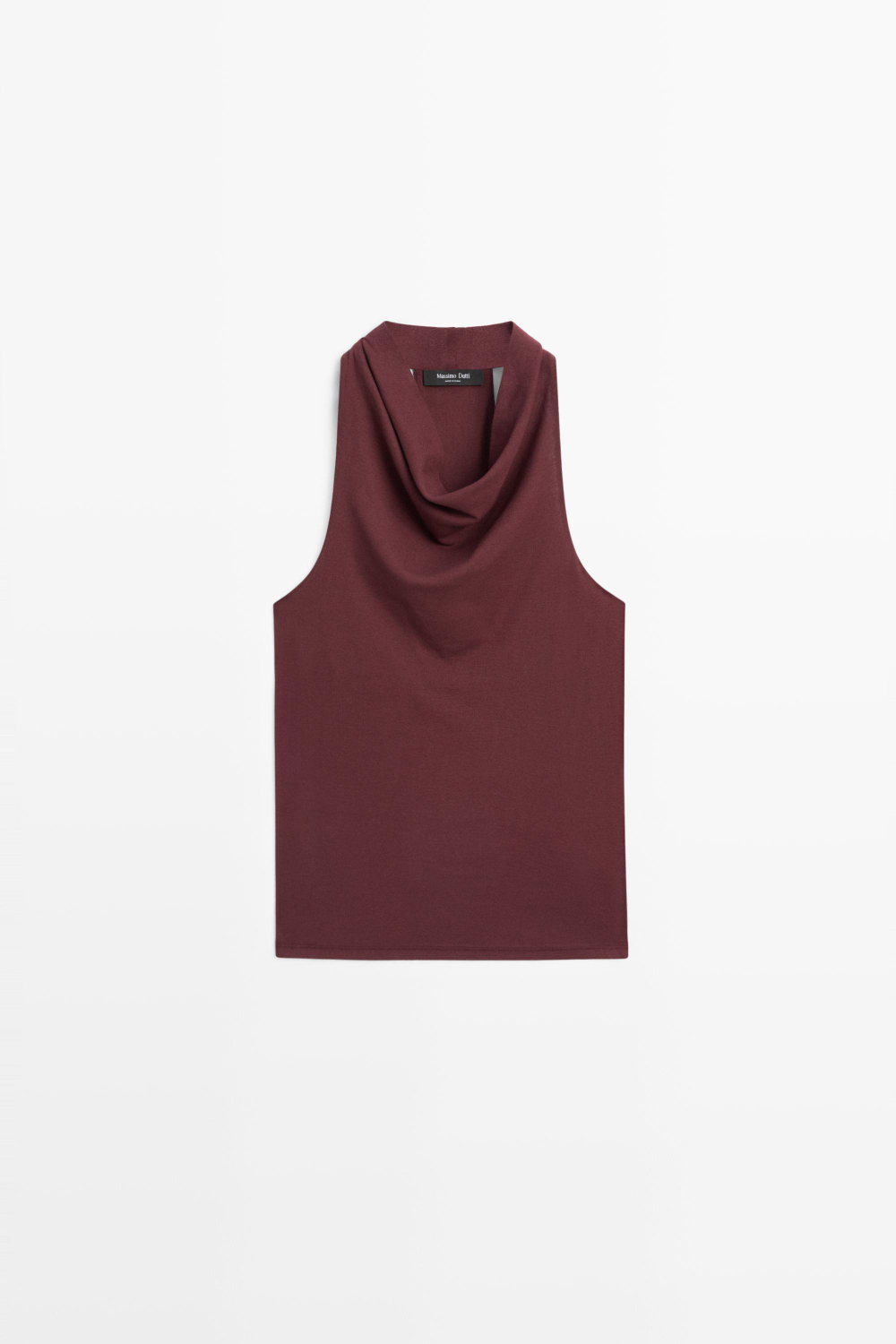 Massimo Dutti Топ из 100% хлопка со сборками, бургунди