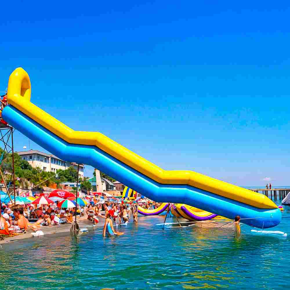 Надувная горка для вышки (опоры) «Молния» с двумя ступенями, 17.3 м * 2.7 м * 9.1 м