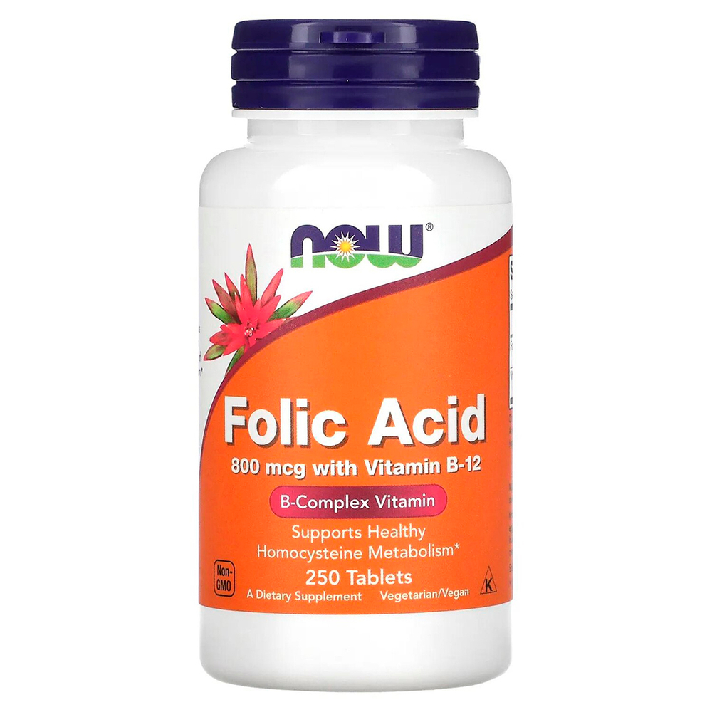 NOW Folic acid 800 мкг with Vitamin B12 250 таблеток
