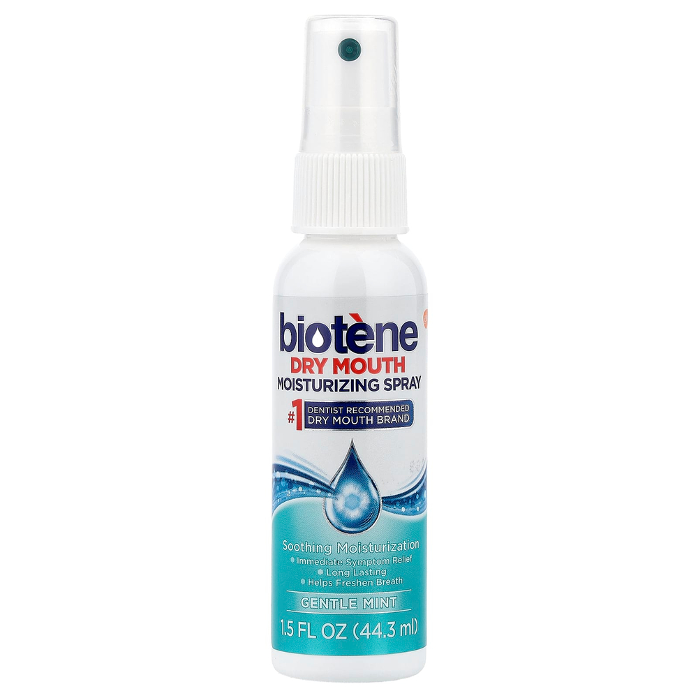 Biotene Dental Products, увлажняющий спрей от сухости во рту, нежная мята, 44,3 мл (1,5 жидк. унции)