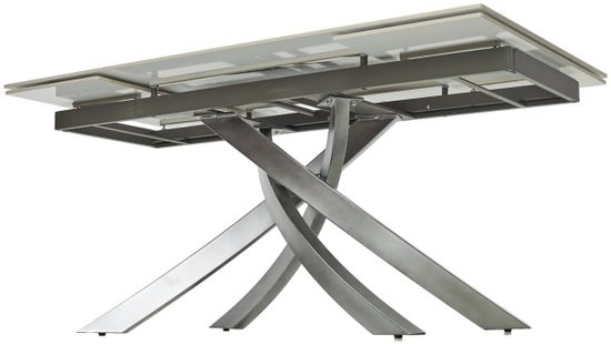 Стол ESTEBIO 160 GLOSS STATUARIO WHITE SOLID CERAMIC / Серый металлик