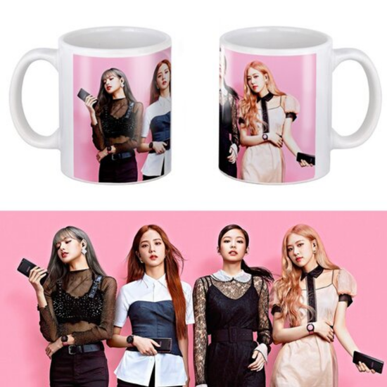 Кружка керамическая Black Pink на розовом фоне, 330 мл