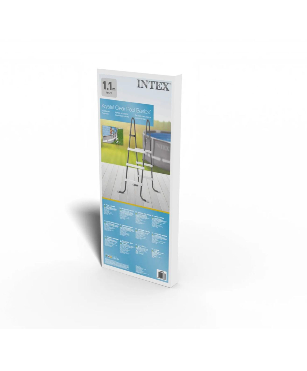 Лестница для бассейна Intex, четырехступенчатая с площадкой, цвет зеркальный