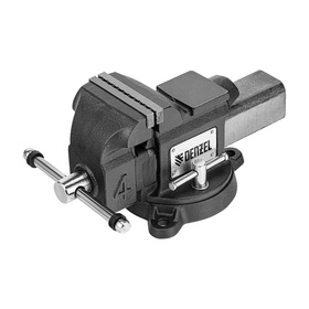 Тиски слесарные BVH-100, 100 мм, поворотные, стальная направляющая, с наковальней //Denzel