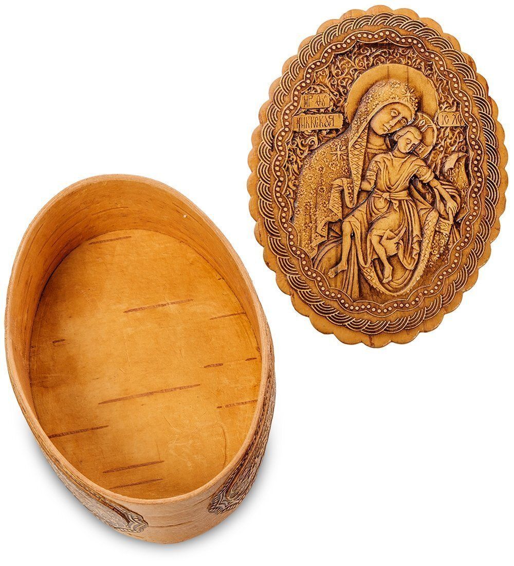 Народные промыслы BST-110/ 2 Шкатулка «Пресвятая Богородица « (береста)