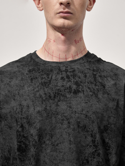 Футболка вареная "Уютная". Черно-серая