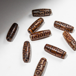 Бусина Дзи "Девять глаз" из агата, 29,5*10,5мм, коричневый