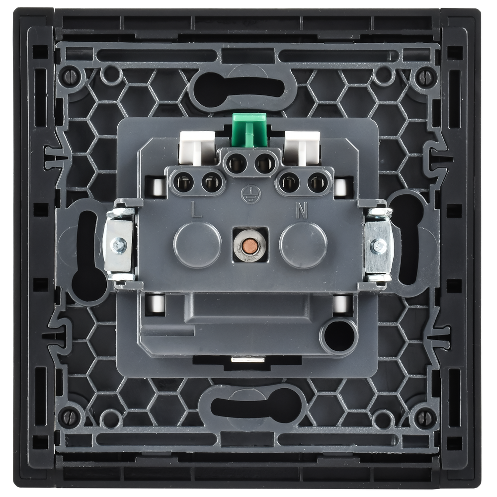 FORTE&PIANO Розетка 1-местная с заземлением без защитных шторок безвинтовое крепление 16А FP614M металл шампань IEK