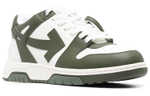 OFF-WHITE Out of Office leather low-cut lace-up fashion sneakers green and white