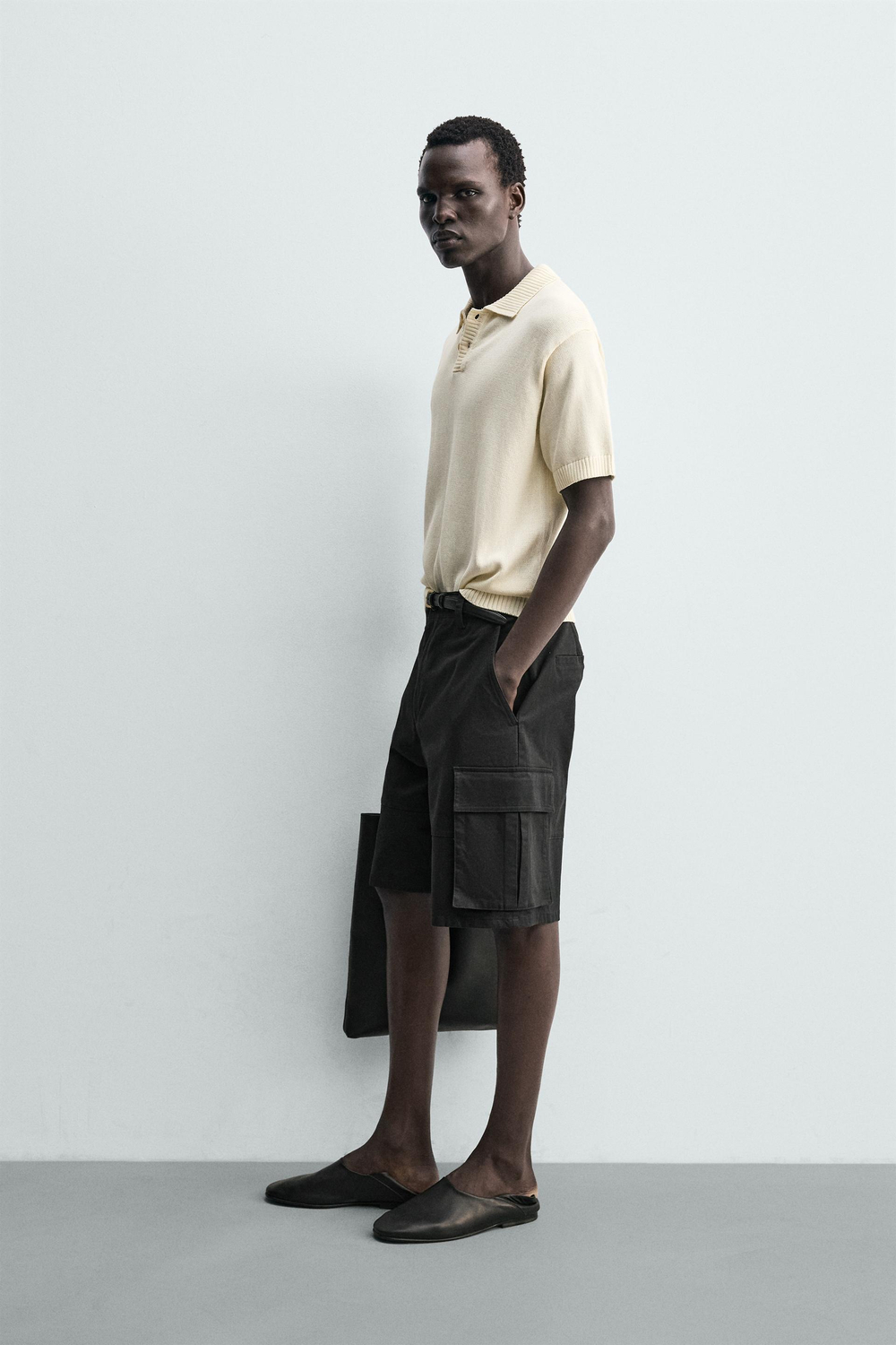 ZARA ПОЛО ИЗ РЕЛЬЕФНОГО ТРИКОТАЖА RELAXED FIT, ЭКРЮ