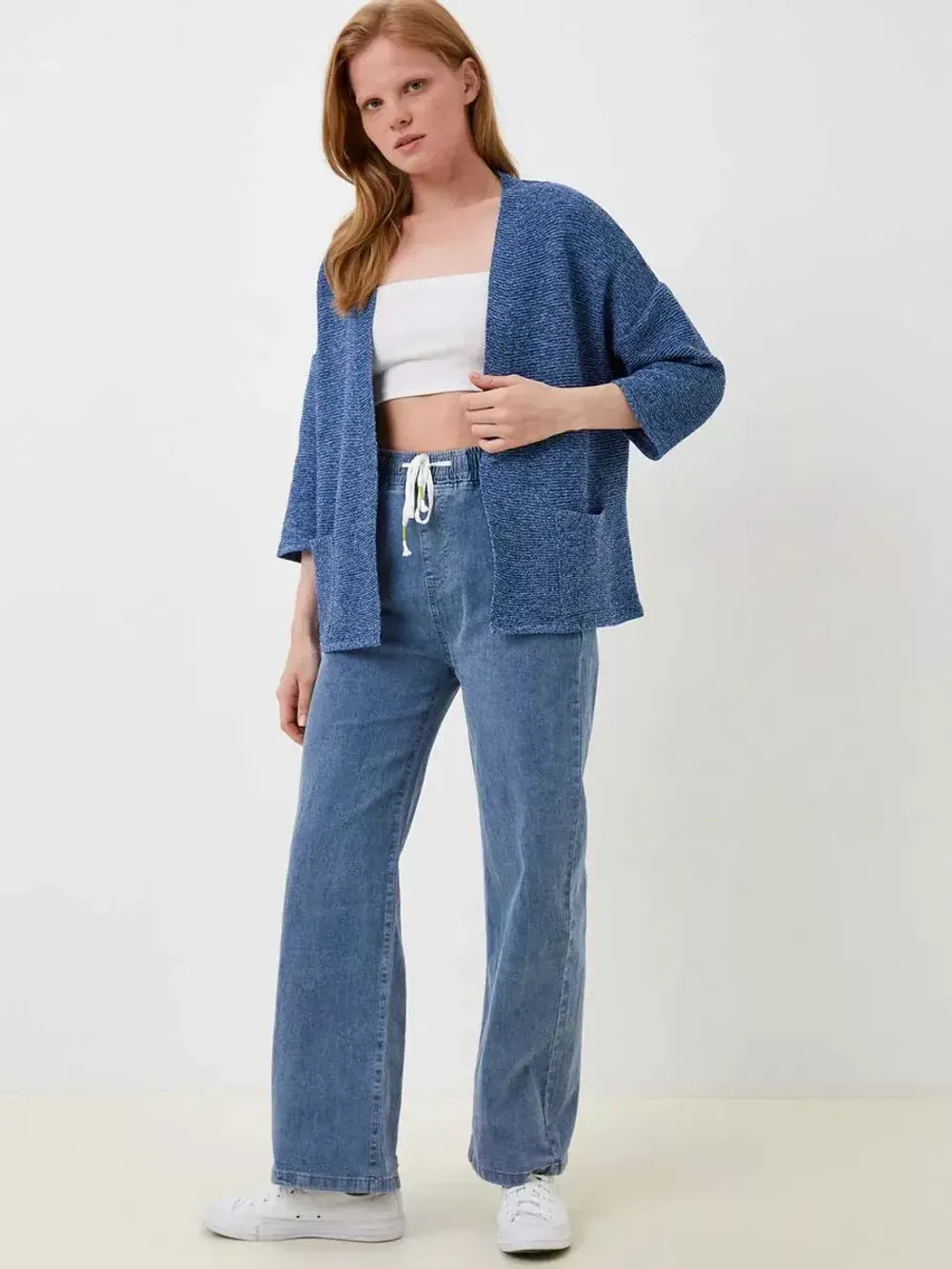 Джинсы палаццо широкие