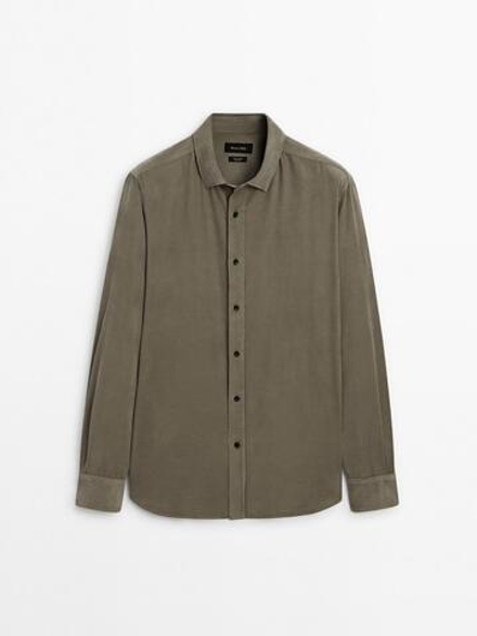 Massimo Dutti Классическая рубашка, водянисто-зеленый