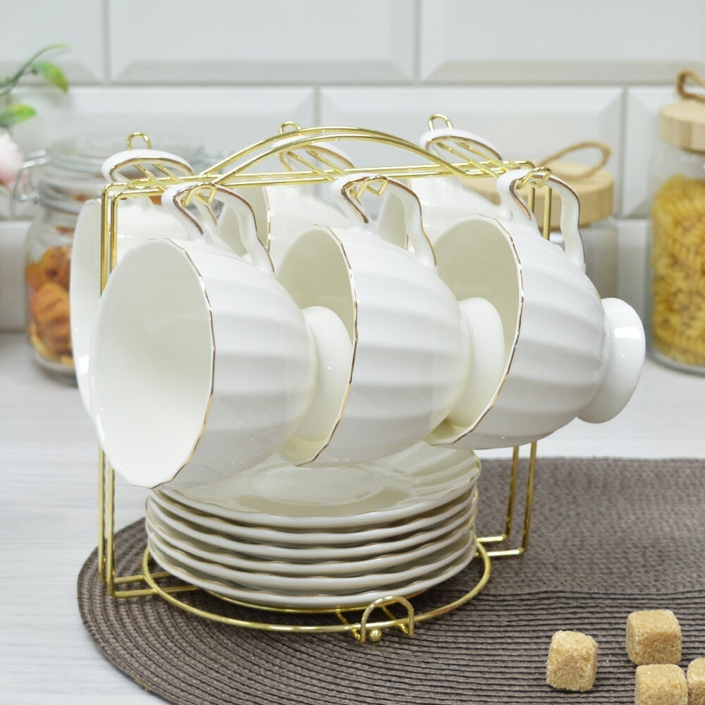 Чайный набор 12 предметов 250мл на подставке "Пломбир" (100378)