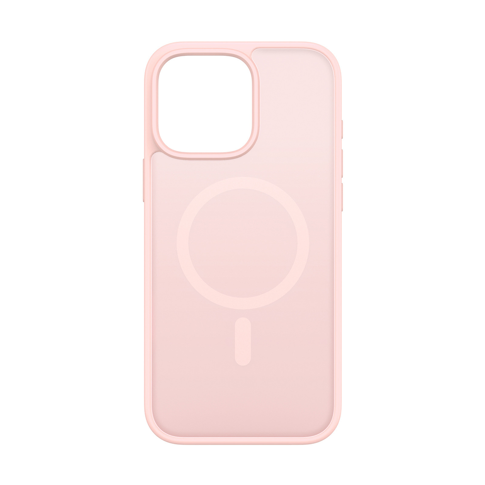 Прозрачный матовый чехол с рамками розового цвета (Light Pink) и с MagSafe от Dux Ducis для iPhone 15 Pro Max, серия Yind Series Case