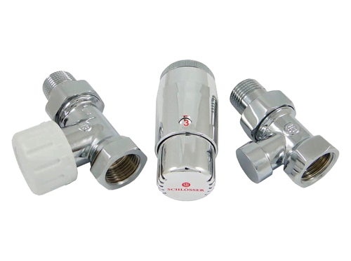 Комплект узла нижнего подкл SCHLOSSER прямой STANDARD MINI 1/2quot; (хром) с термоголовкой MINI DIAMANT М30х1,5