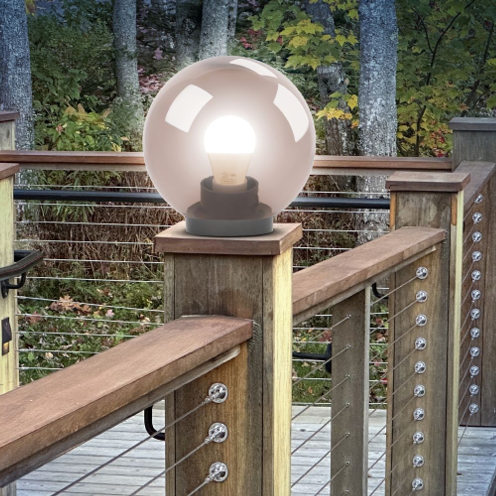 Садово-парковый светильник ЭРА НТУ 01-60-205 шар дымчатый на опору / кронштейн IP44 Е27 max60Вт d200mm | Садово-парковые светильники