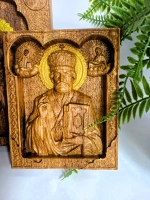 Освященная Икона Николая чудотворца резн. оклад, дуб 13,5*11