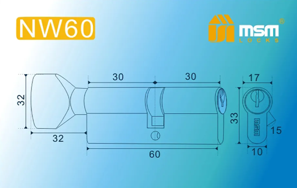 Цилиндровый механизм MSM-112 М60 перфо. ключ (5 кл.) SN (СР)