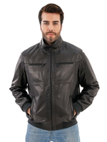 KHIMEONE Мужская кожаная демисезонная куртка (натуральная кожа, овчина)