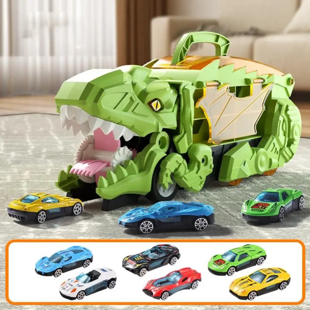 Игрушка раздвижной автотрек с камерой хранения "Динозавр" Dinosaur Swallowing Car