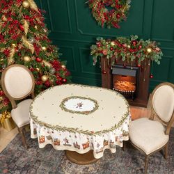 СКАТЕРТЬ ОВАЛЬНАЯ "ЩЕЛКУНЧИК" ,140Х180СМ ,БЕЖЕВЫЙ, 100% ХЛОПОК ,ТВИЛ