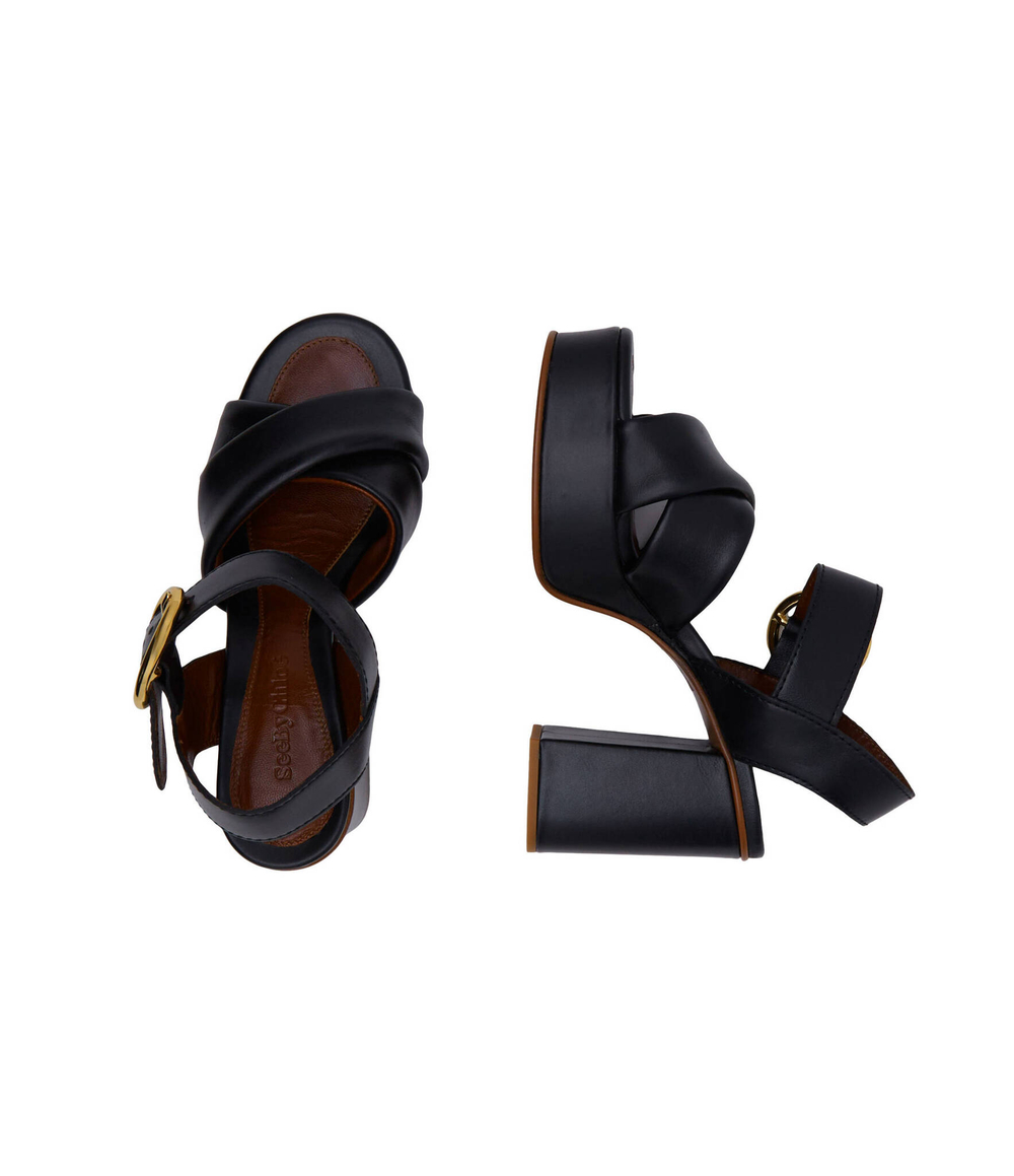 Кожаные босоножки на каблуке See By Chlo\u00e9 - черный(SB36033A 13080)