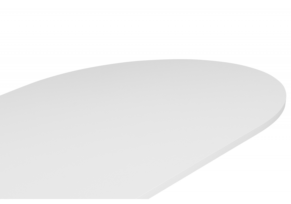 Стол деревянный Woodville Барон О 200 х 90 белая пленка шагрень, черные ноги