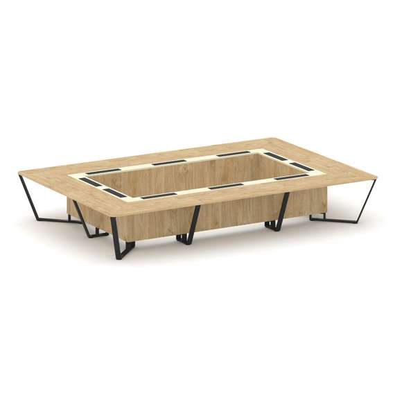 Steel Meet Стол переговорный прямоугольный KM-PR.B.SP-20K Тиквуд Светлый/Ваниль Глянец/Металл Черный