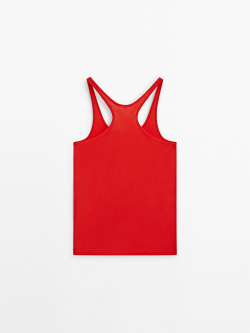 Massimo Dutti Топ из 100% хлопка с бретелями, красный