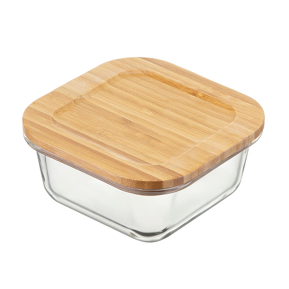 Набор квадратных контейнеров 3шт Smart Solutions с бамбуковыми крышками