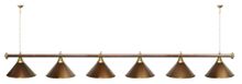 Лампа STARTBILLIARDS 6 пл. (плафоны антик медь,штанга голубая,фурнитура золото)