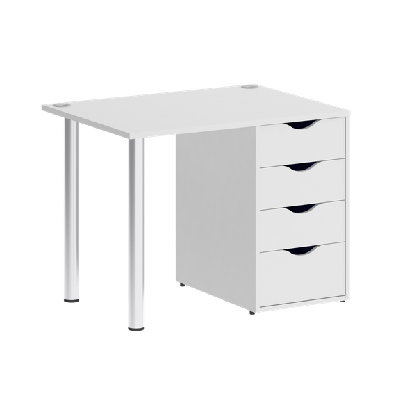 Home Office Стол письменный VR.SP-3-98.4 Белый Бриллиант/Хром 980*720*750