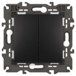 14-1106-05 ЭРА Переключатель двойной, 10АХ-250В, IP20, Эра Elegance, антрацит