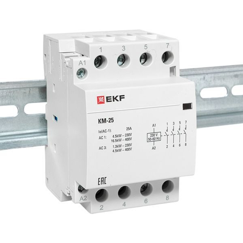 Контактор модульный КМ 25А 4NО (3 мод,) EKF PROxima