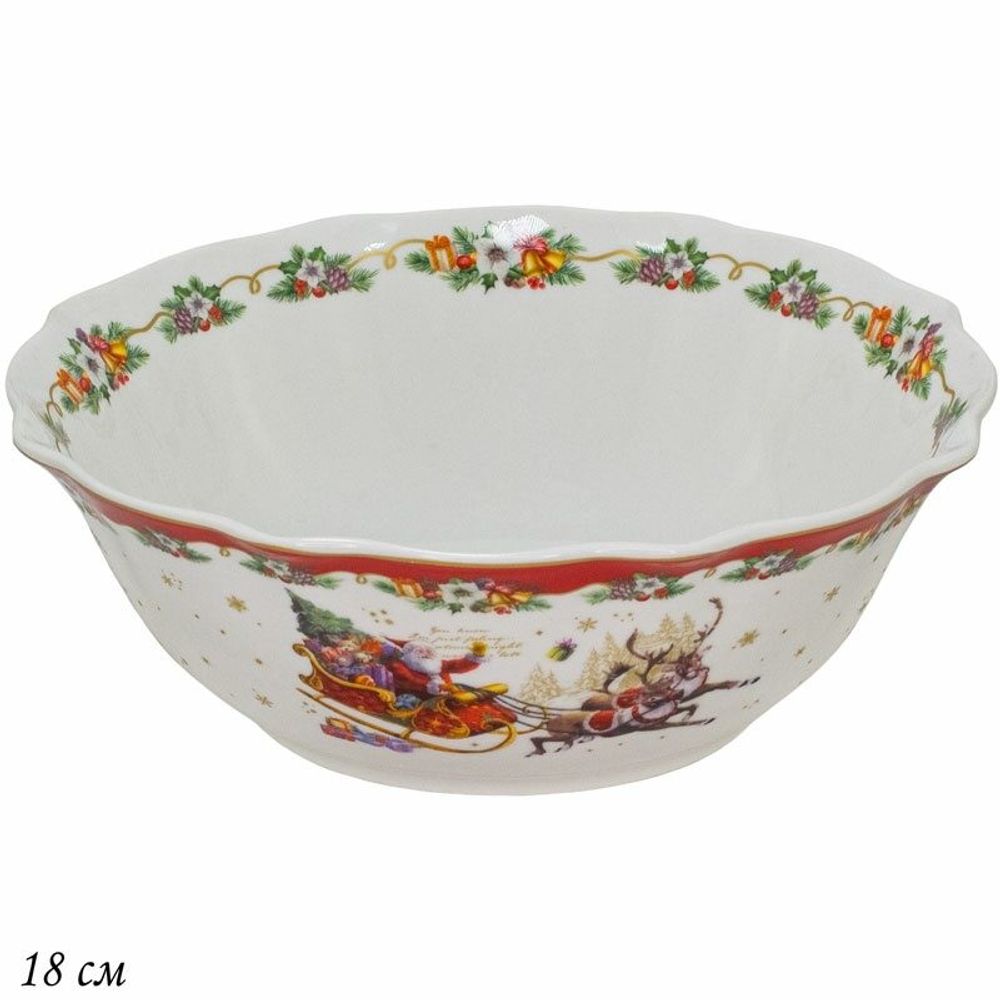 Lenardi 205-308 Салатник 18x4.5см НОВЫЙ ГОД в под.уп.(х36)Фарфор