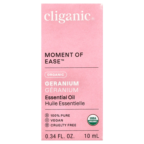 Cliganic, Moment of Ease™, на 100% чистое эфирное масло, герань, 10 мл (0,34 жидк. унции)