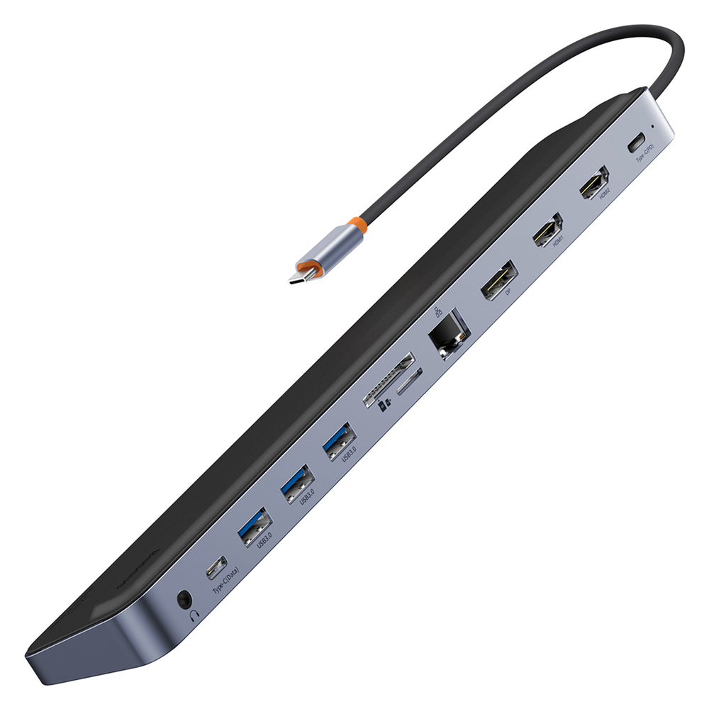 USB Хаб Baseus EliteJoy Gen2 12-Port Type-C HUB (Type-C to 2xHDMI+3xUSB3.0+PD+DP+SD/TF+RJ45+Type-C+3.5mm)