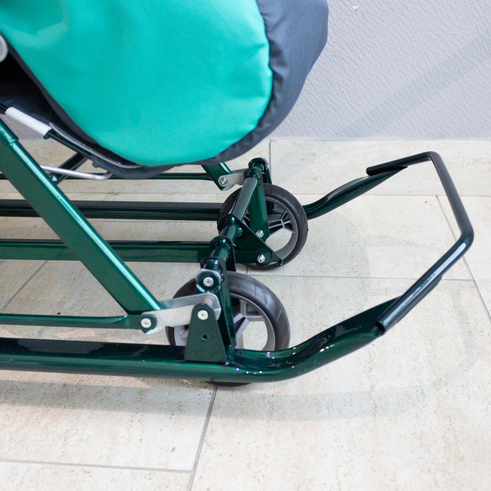 Коляска-санки комбинированная «Ника Детям 7-6» с лисичкой изумрудный (арт. НД7-6/4)