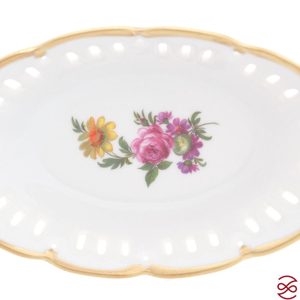 Лимонница с прорезями Queen's Crown Мейсенский букет 17см