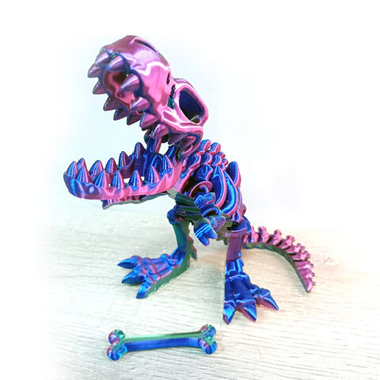 Динозавр-скелет Ти-Рекс (T-rex Dino) с косточкой, гибкая фигурка, трехцветный