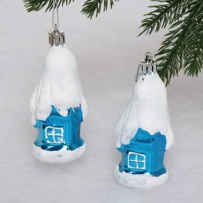 Елочные игрушки «Загадочный домик» 9 см (набор 2 шт), Синий