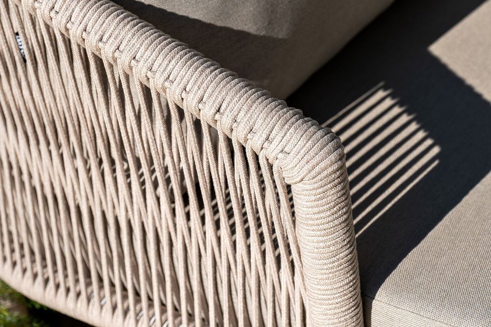 "Верона" лаунж-зона 5-местная плетеная из роупа (веревки), каркас алюминиевый белый, роуп бежевый