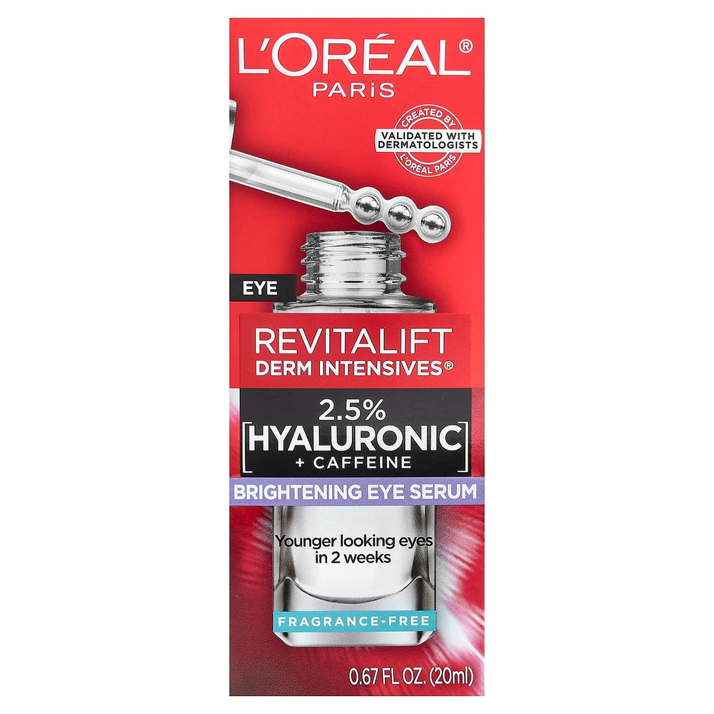 L'Oréal, Revitalift Derm Intensives®, осветляющая сыворотка для кожи вокруг глаз, без отдушки, 20 мл (0,67 жидк. унции)