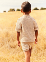 Кардиган вязаный с коротким рукавом и шорты вязаные в комплекте для мальчика Next 151-373, Бежевый