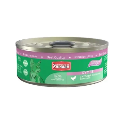 Четвероногий гурман кон.д/кошек суфле с курицей и печенью 100г