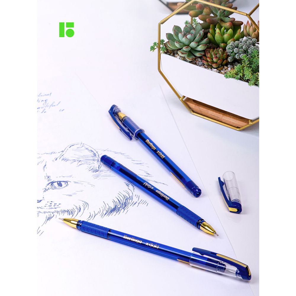 Набор Ручка шариковая Berlingo xGold синяя, 0.7мм, игольчатый стержень, набор 12 штук