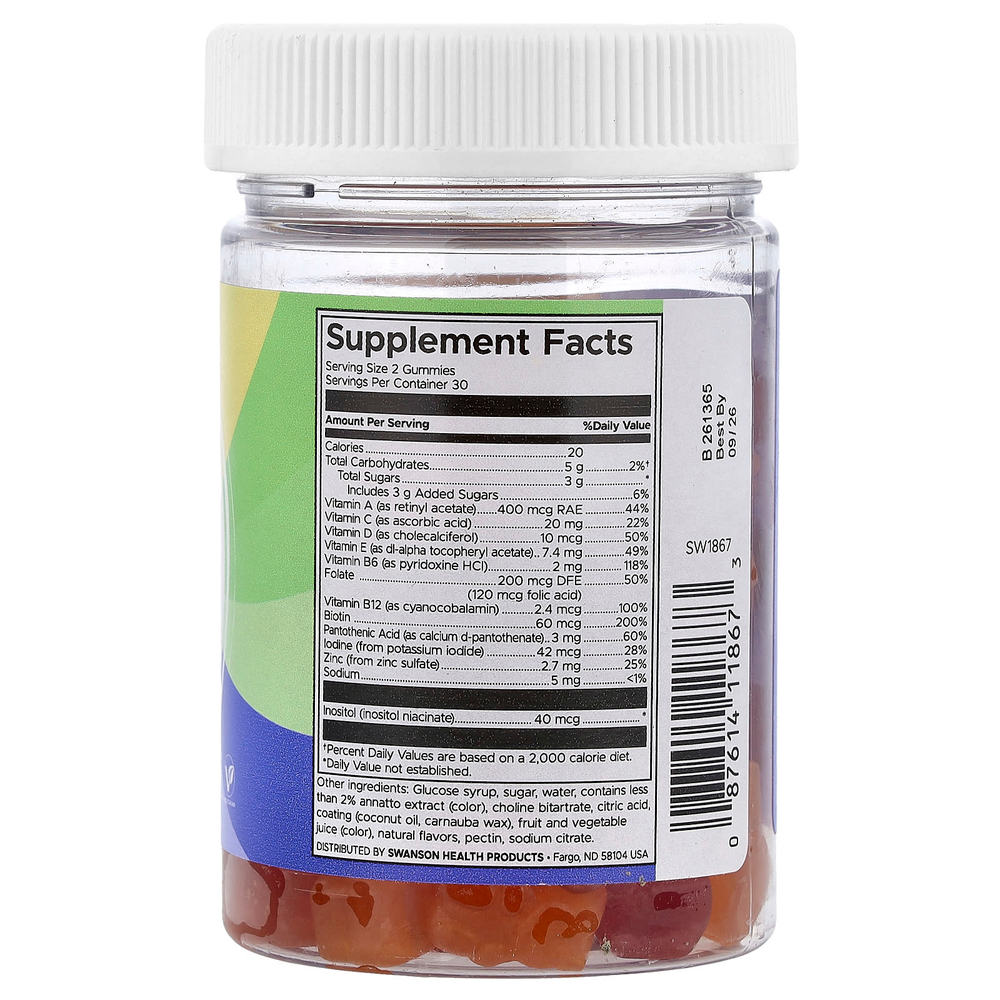 Swanson Vitamins, детские жевательные мультивитамины, со вкусом фруктового ассорти, 60 жевательных конфет