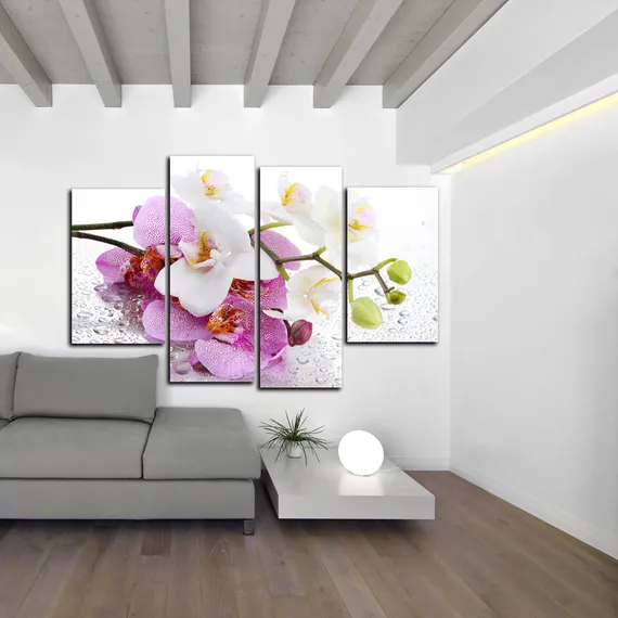 Модульная картина "Мокрая орхидея"