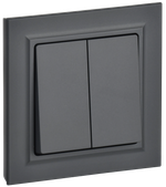 BRITE Выключатель 2-клавишный 10А в сборе ВСР10-2-0-БрГ графит IEK